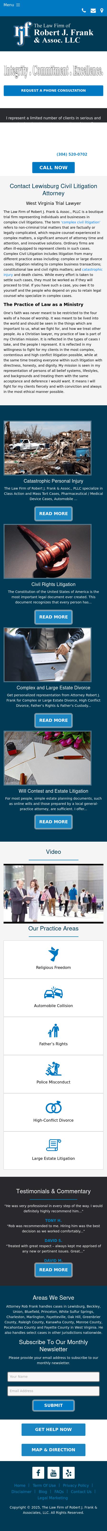 The Law Firm of Robert J. Frank & Associates, LLC - Lewisburg WV Lawyers