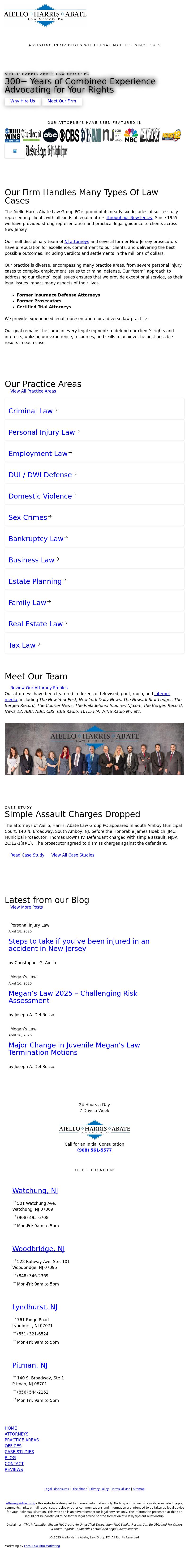 Aiello, Harris, Marth, Tunnero, Pastor & Schiffman, PC Attorneys At Law - Watchung NJ Lawyers