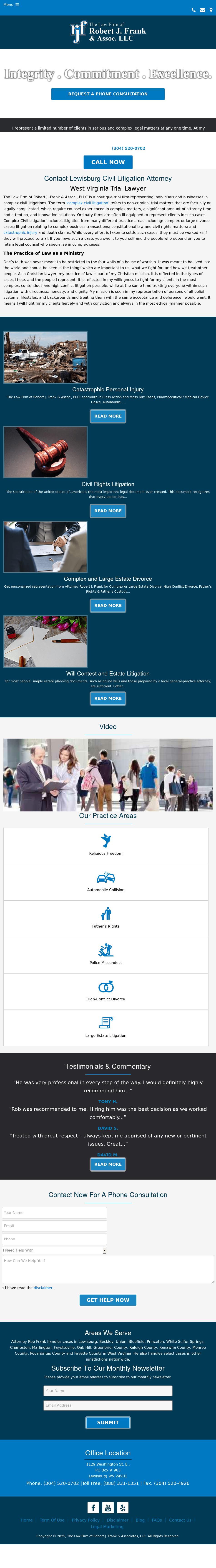 The Law Firm of Robert J. Frank & Associates, LLC - Lewisburg WV Lawyers